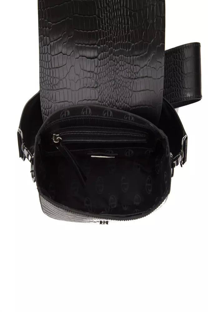 Pompei Donatella Black Leather Women's Crossbody Bag