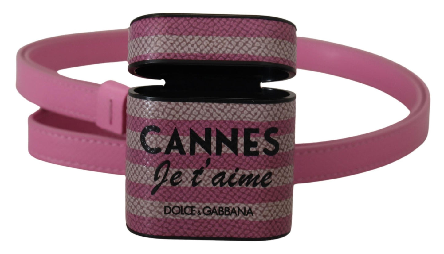 Dolce & Gabbana Chic nahkainen AirPods-kotelo vaaleanpunaisena