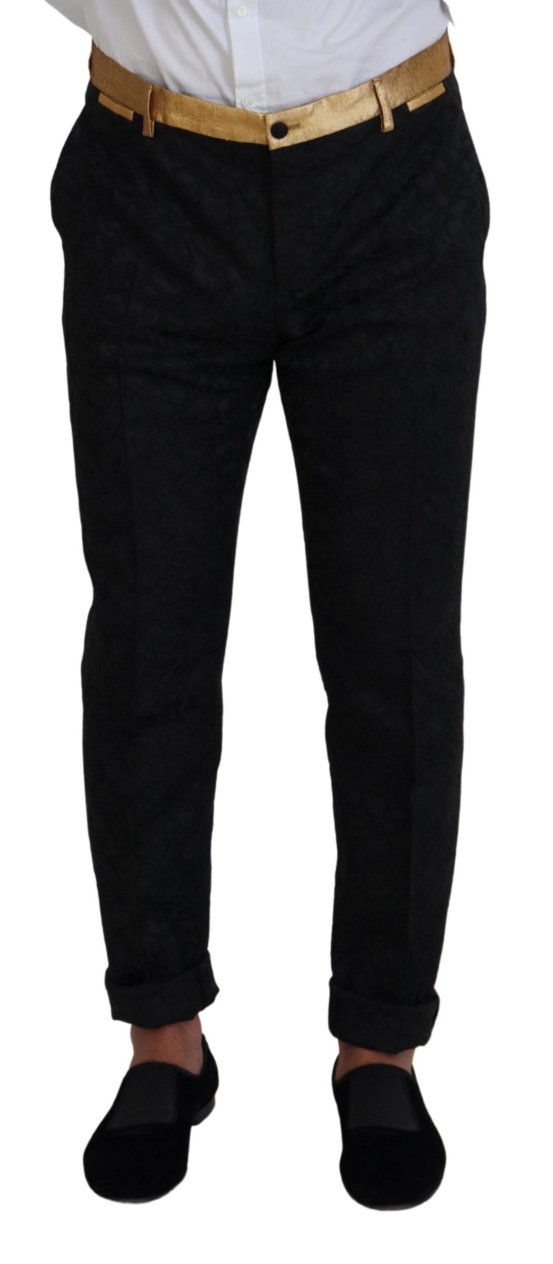 Dolce & Gabbana Elegant Black & Gold Slim Fit 3-osainen puku