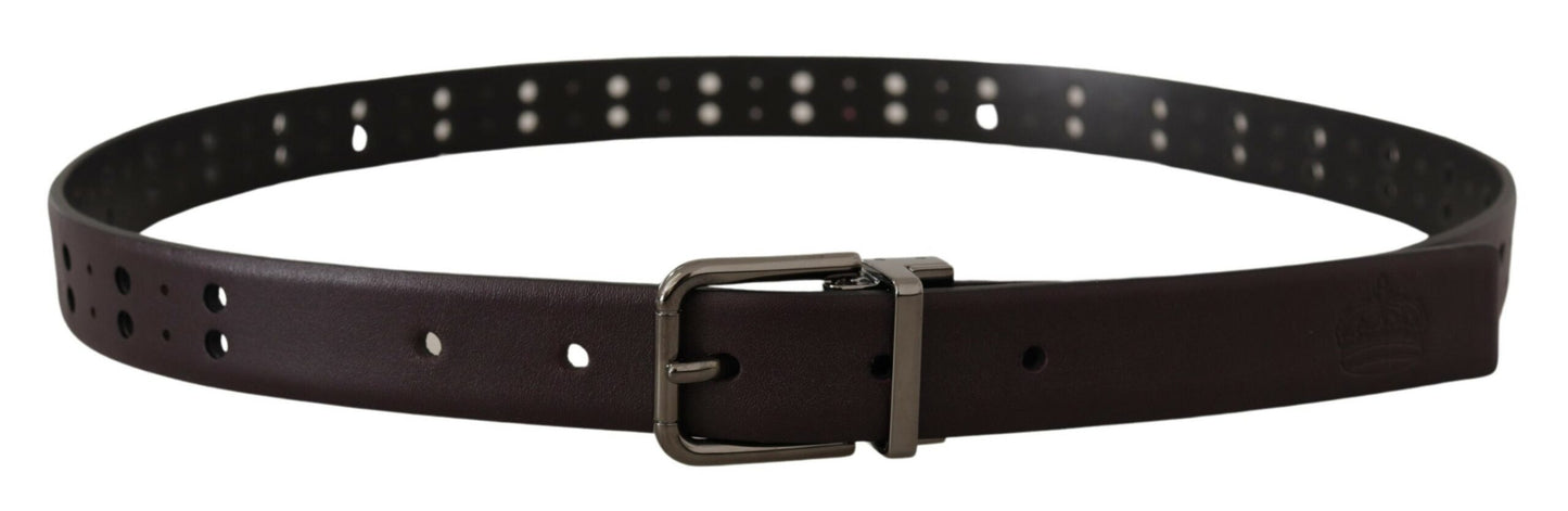 Dolce & Gabbana Burgundy Leather Belt Elegance