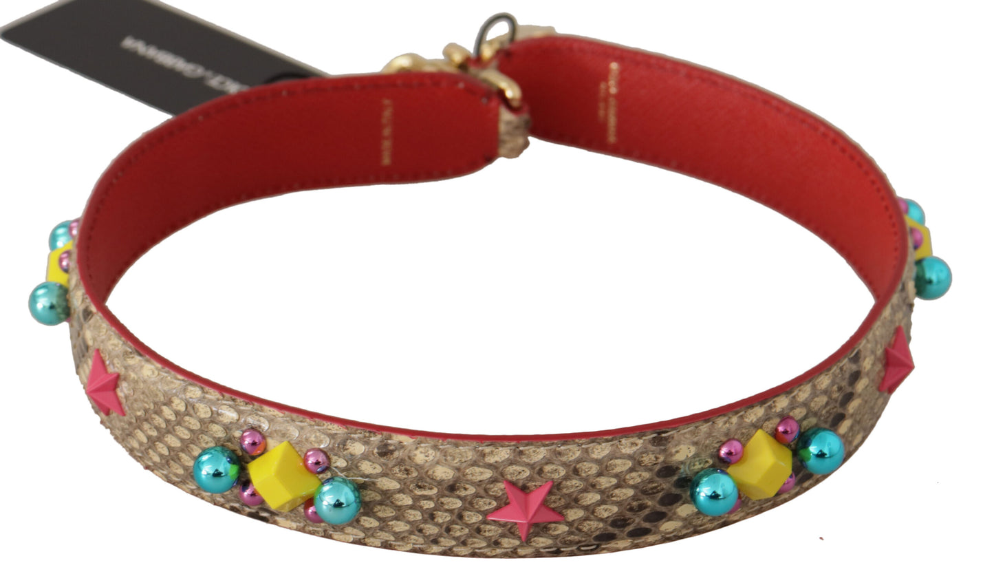 Dolce & Gabbana Hieno beige python-nahkainen laukkuhihna