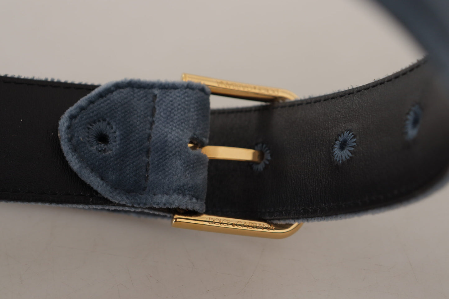 Dolce & Gabbana Elegant Navy Blue Velvet Designer Belt