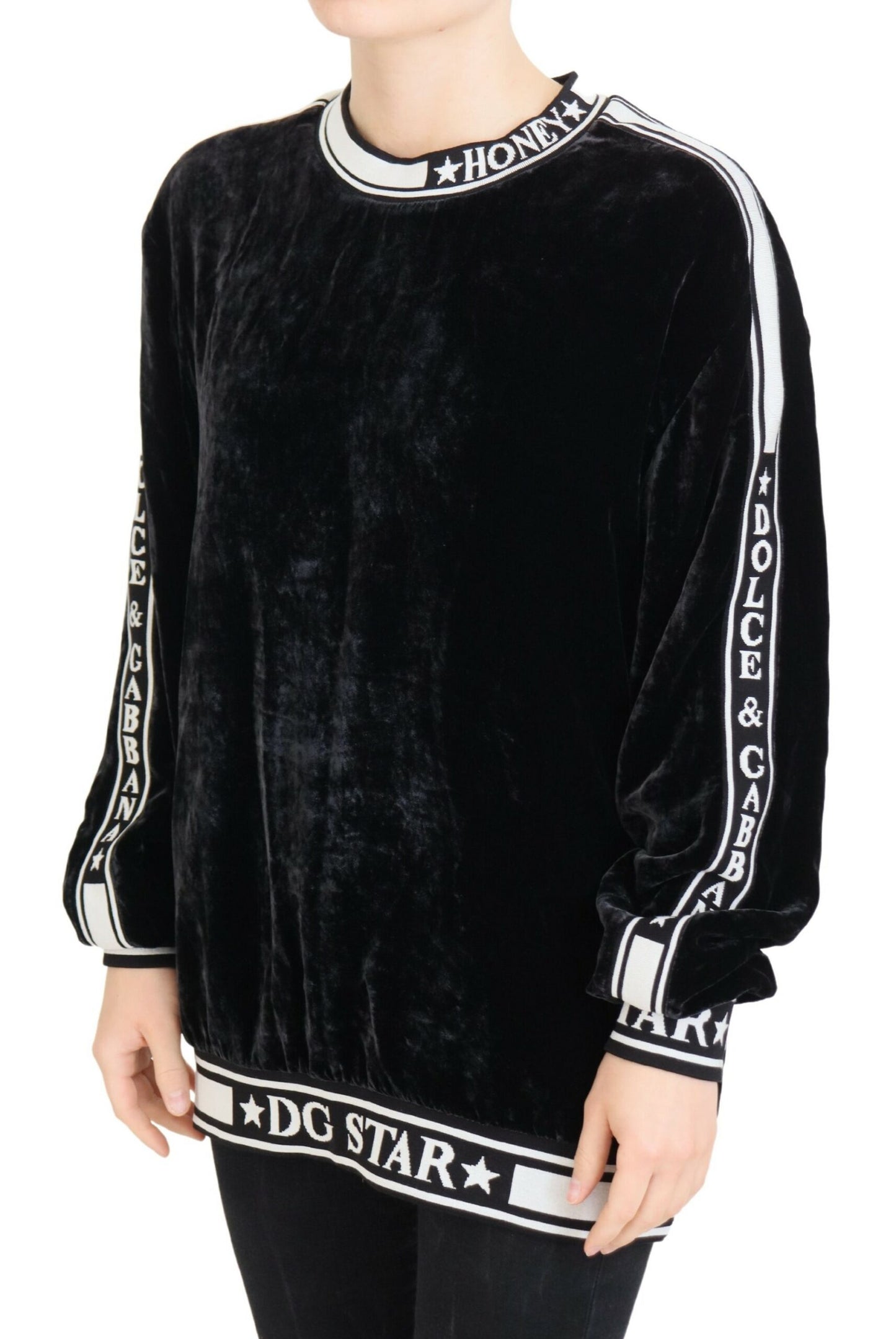 Dolce & Gabbana Elegant silk blend and velvet sweater