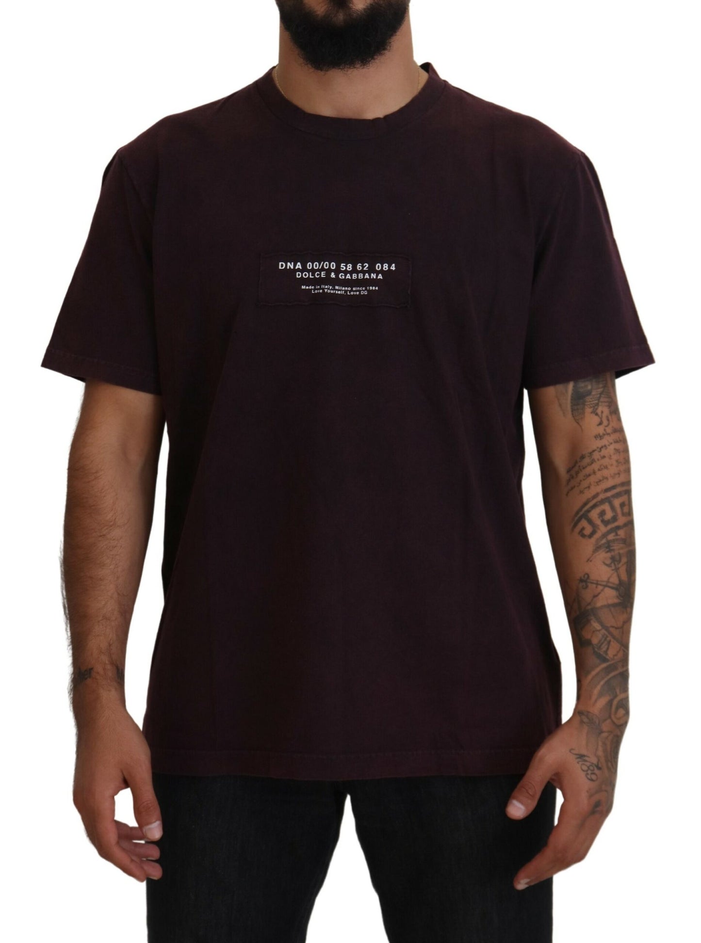 Dolce & Gabbana Elegant burgundy round neck T-shirt