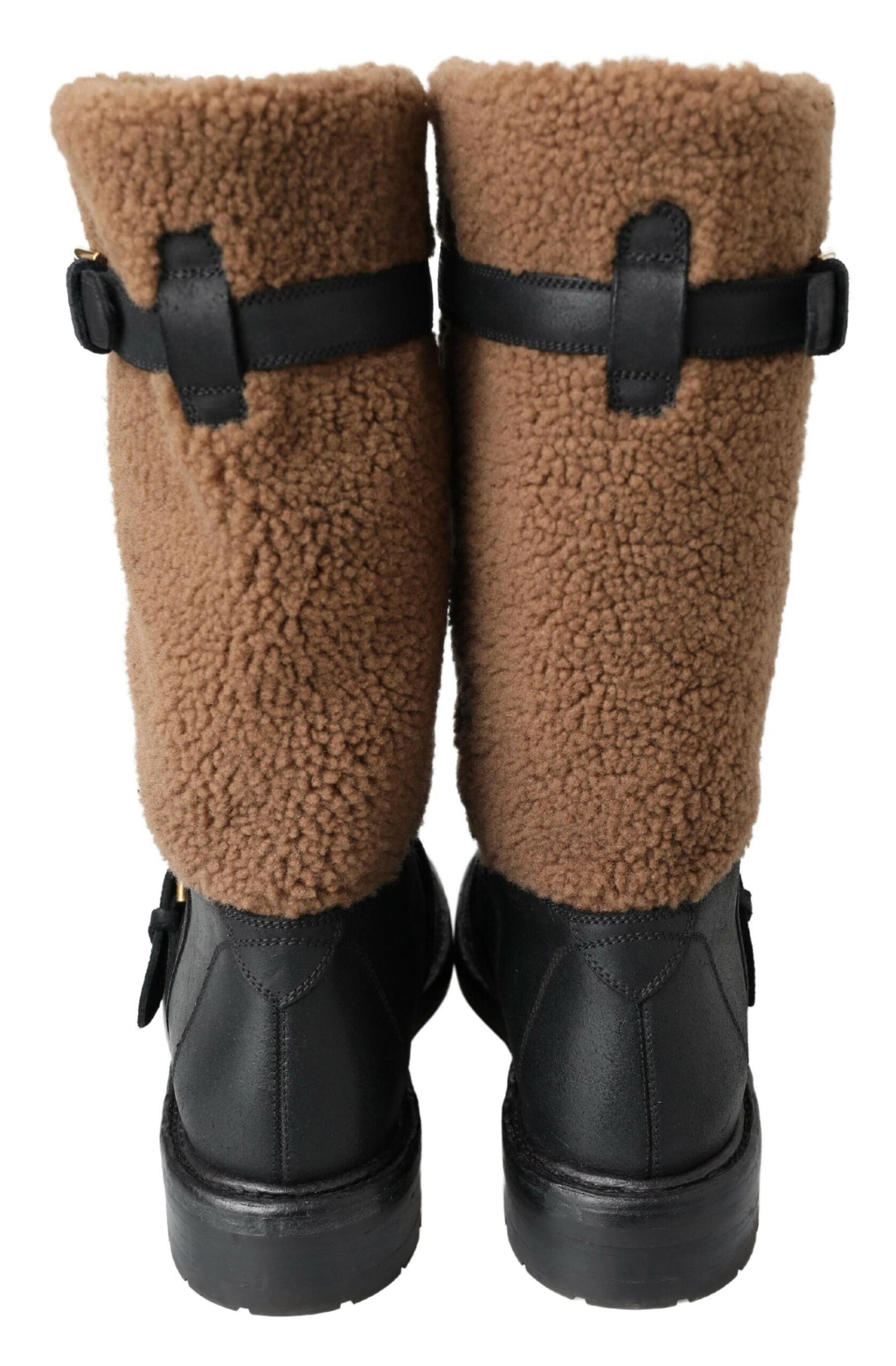 Dolce & Gabbana Pitkät saappaat mustaa shearling-nahkaa