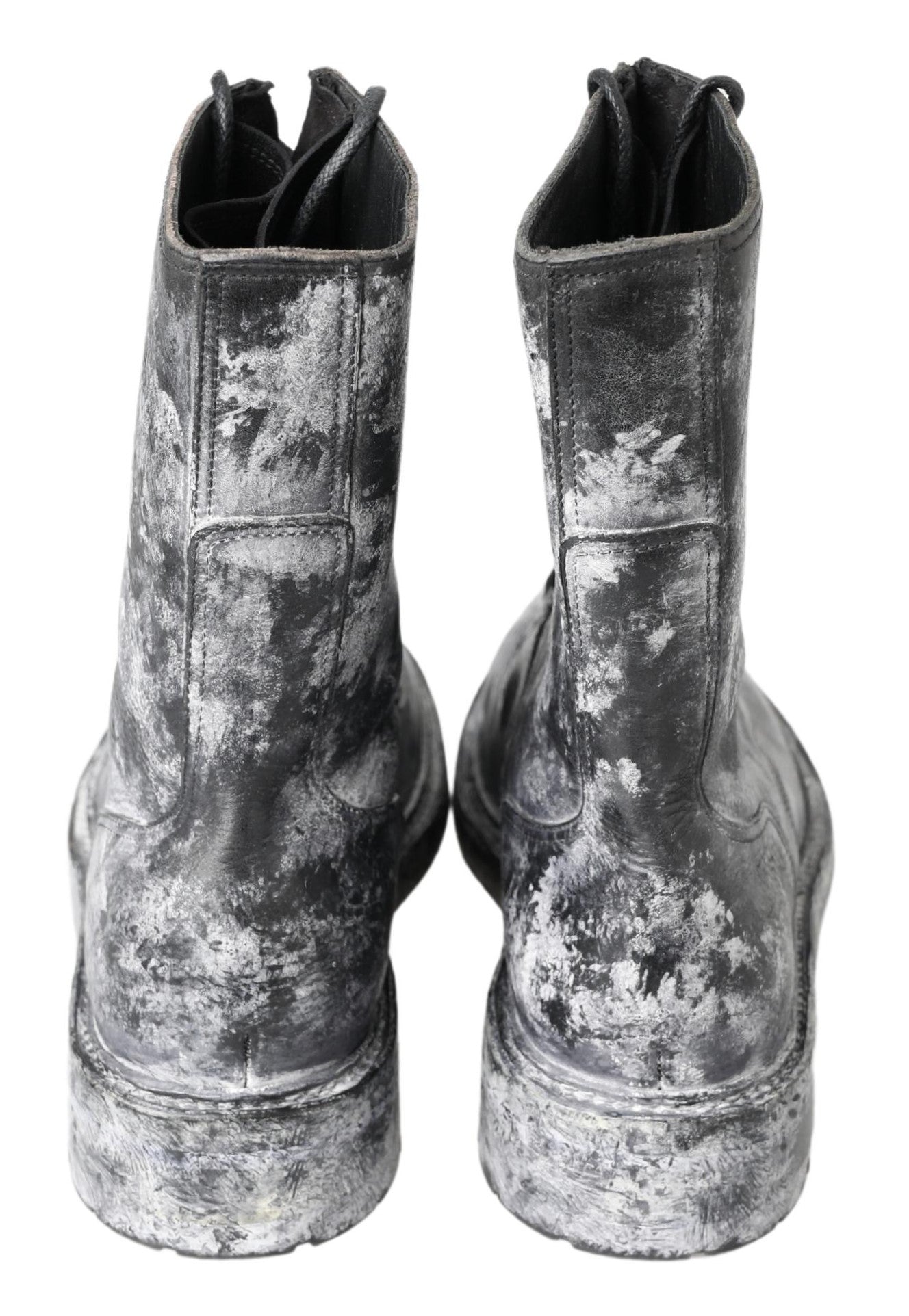 Dolce & Gabbana Chic black lace-up boots with grey and white coloring
