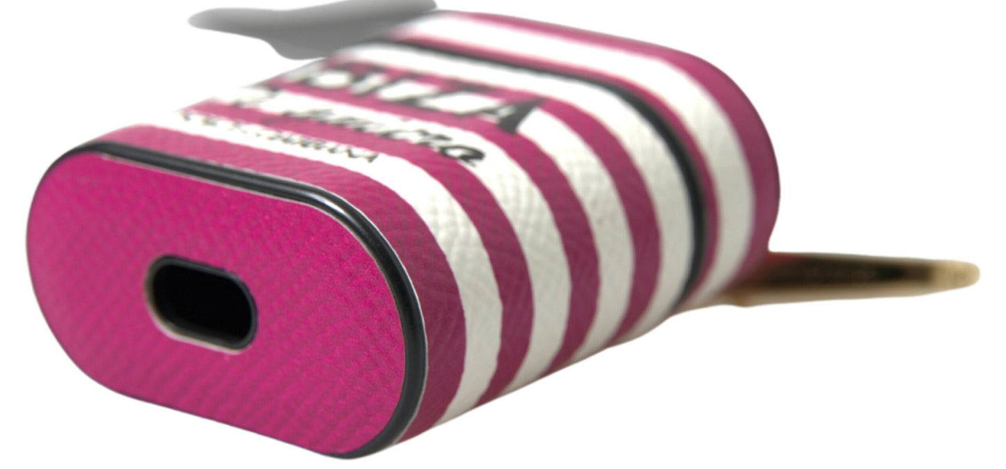 Dolce & Gabbana Chic Fuchsia Leather Airpods Bag