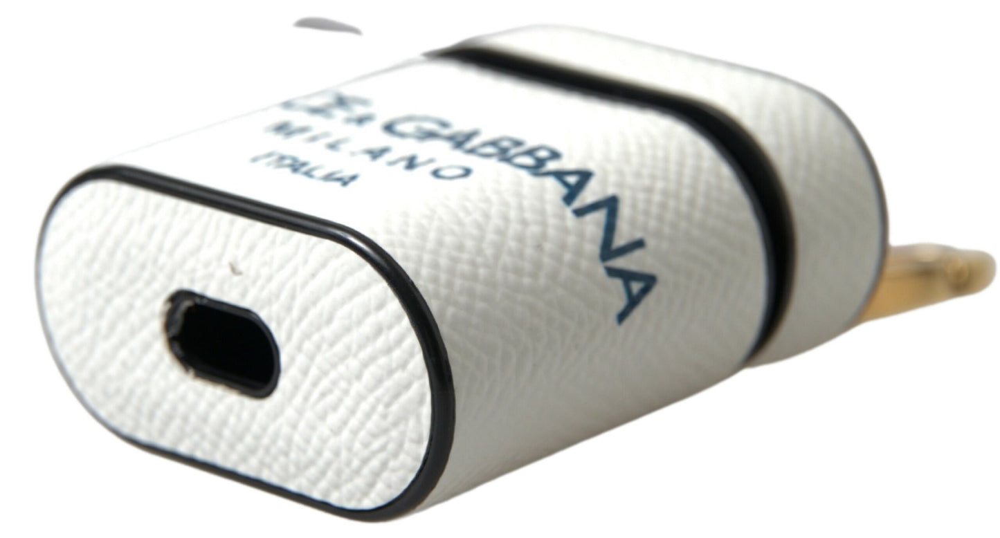Dolce & Gabbana Elegant Leather Airpods Case in White and Blue