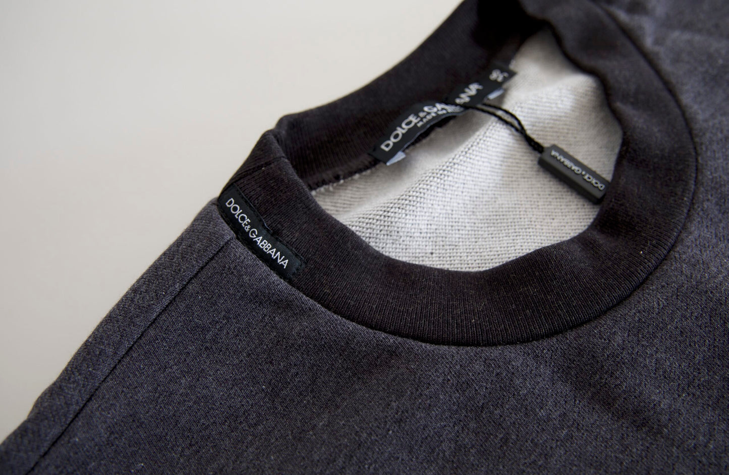 Dolce & Gabbana Elegant dark grey round neck sweater