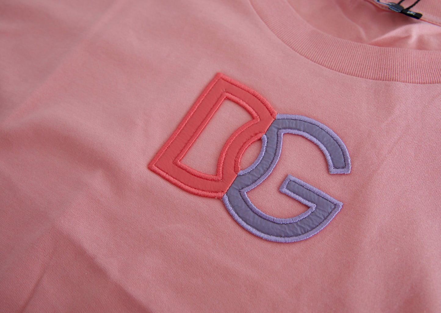 Dolce & Gabbana Elegantti pinkki puuvillainen pyöreä pääntiepusero