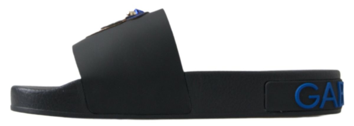 Dolce & Gabbana Tyylikkäät mustat nahkasandaalit