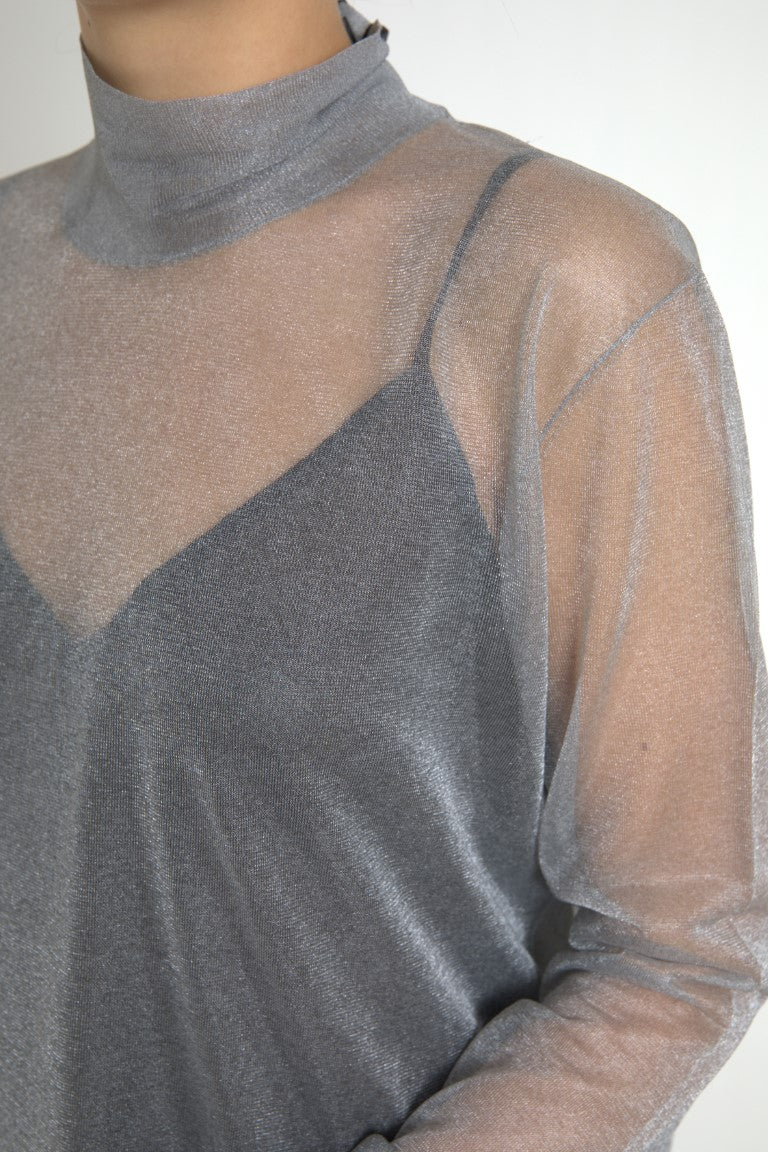Dolce & Gabbana Elegant grey long-sleeved mesh top