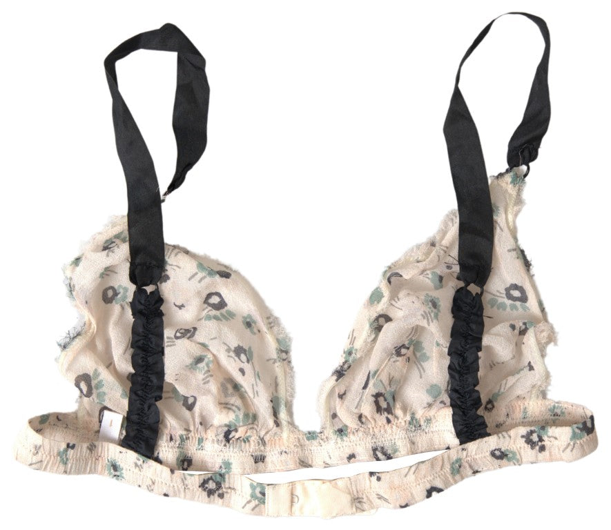 Costume National Elegant bra with floral print in beige