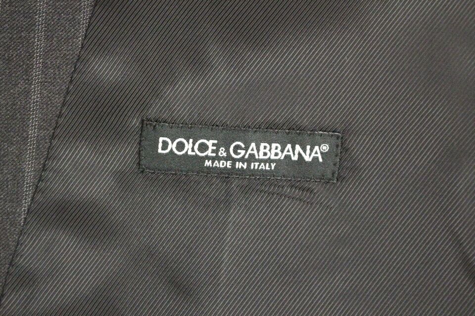 Dolce & Gabbana tyylikäs harmaa raidallinen villamekkoliivi