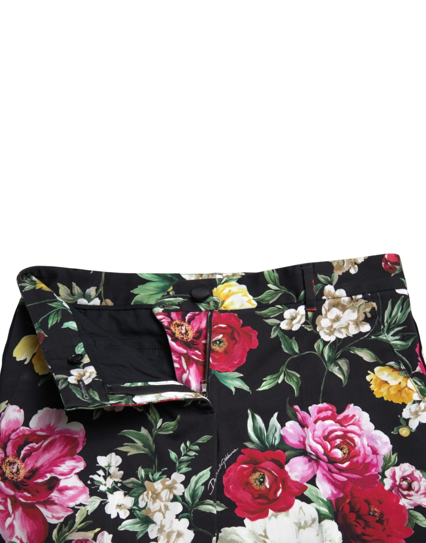 Dolce & Gabbana elegantit kukkaiset housut keskivyötärölle