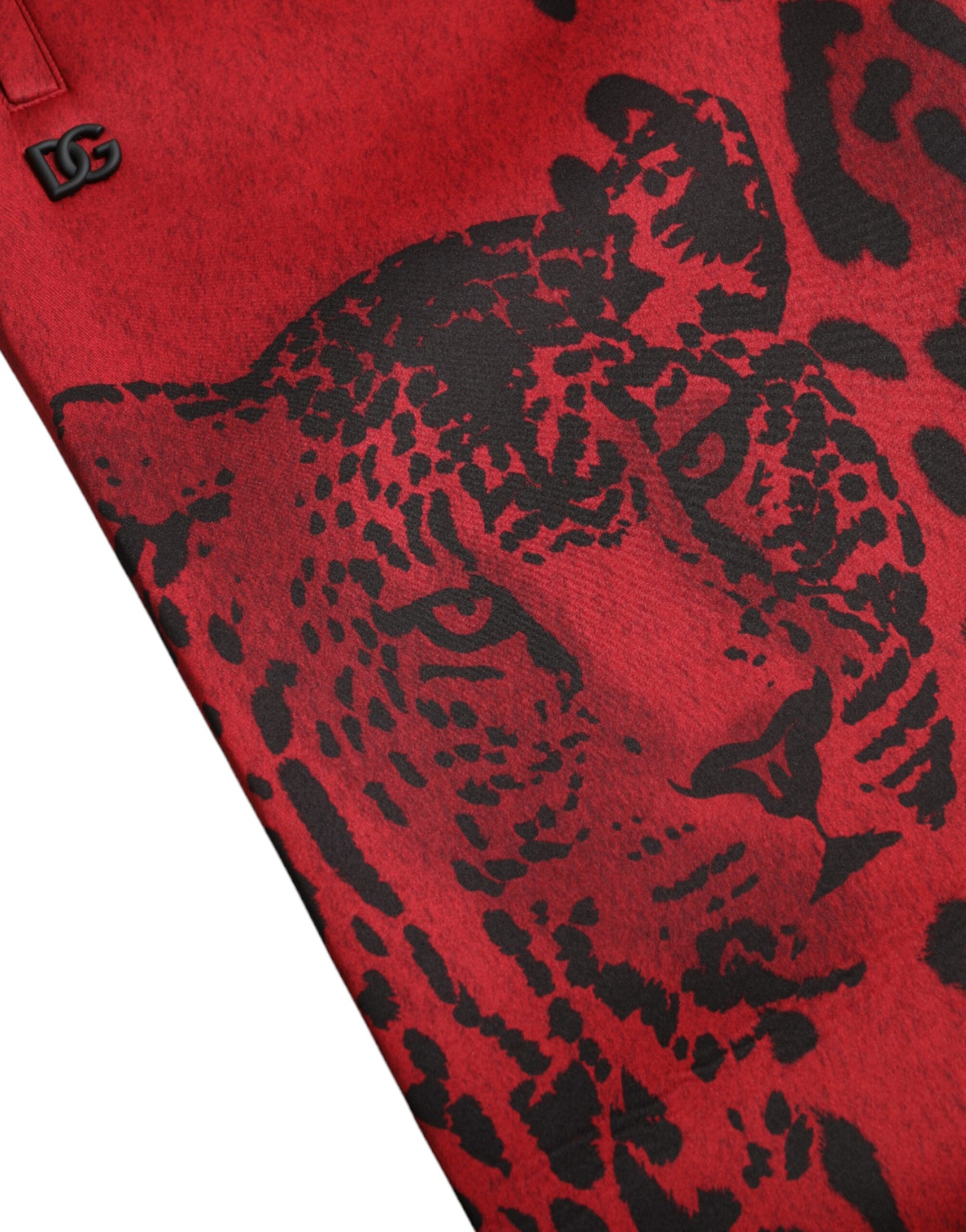 Dolce & Gabbana Elegant jogging pants with leopard print in red and black