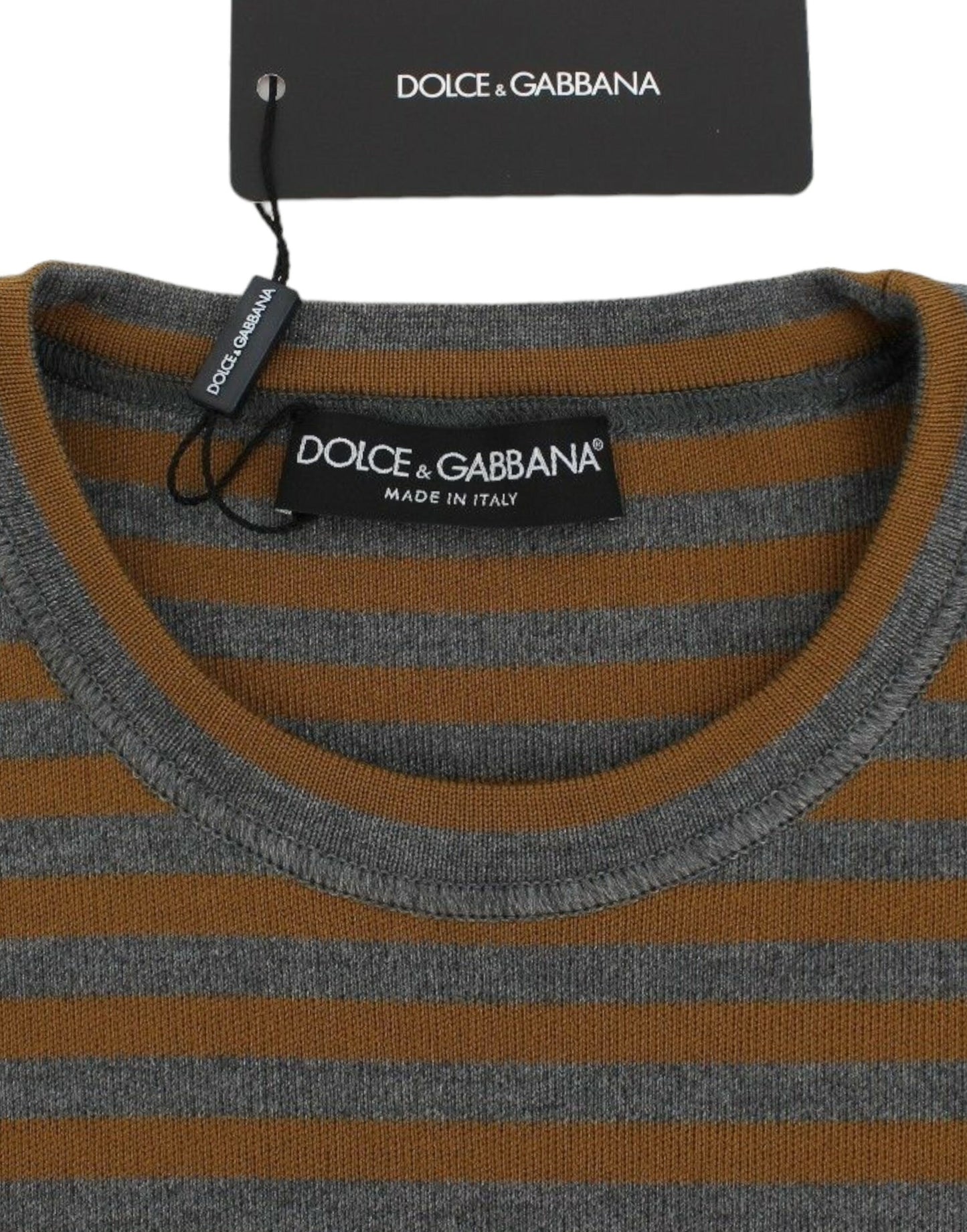 Dolce & Gabbana Yellow & Grey Striped Oversized Sweater