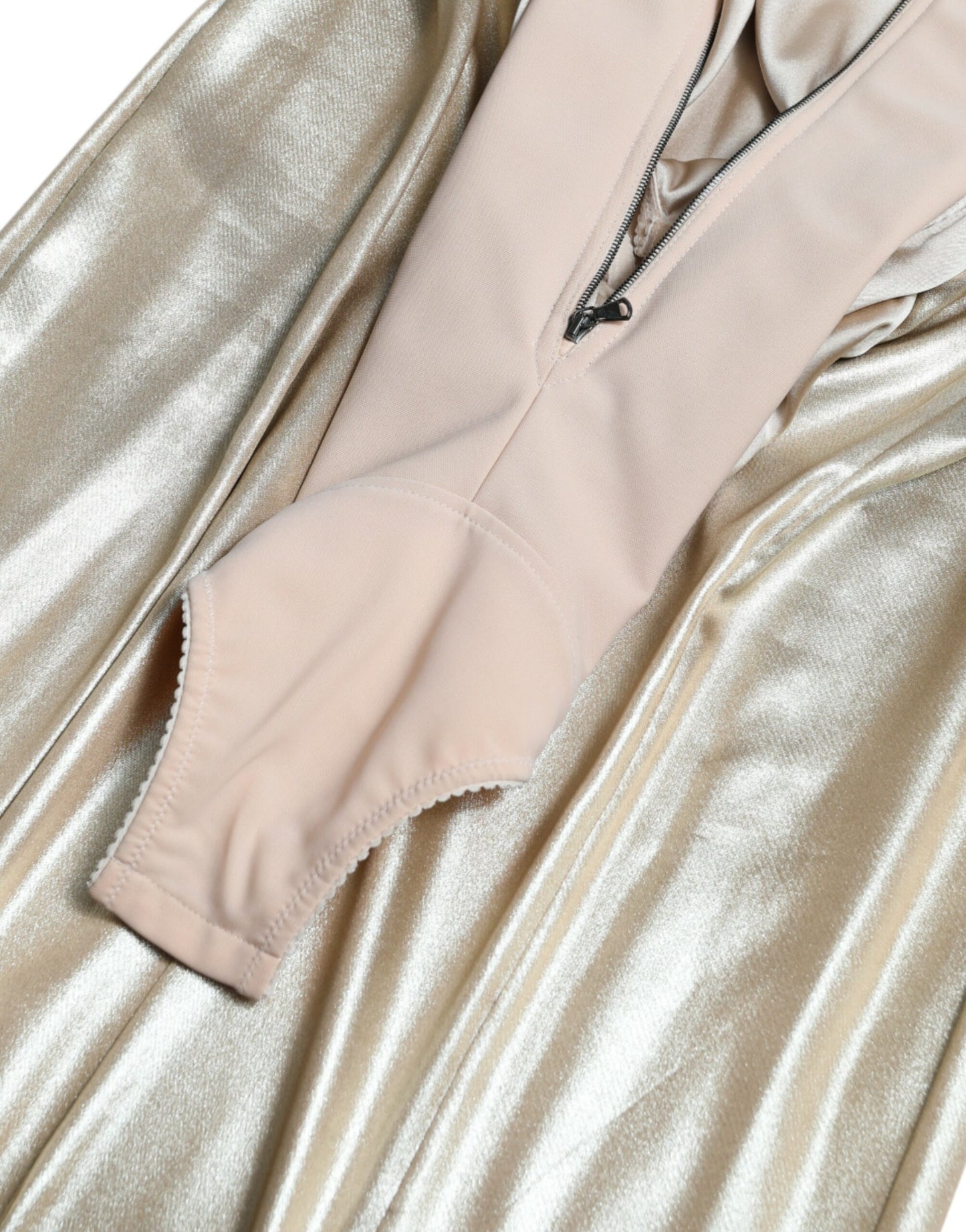 Dolce & Gabbana Elegant Gold Metallic Sheath Dress with Crystals