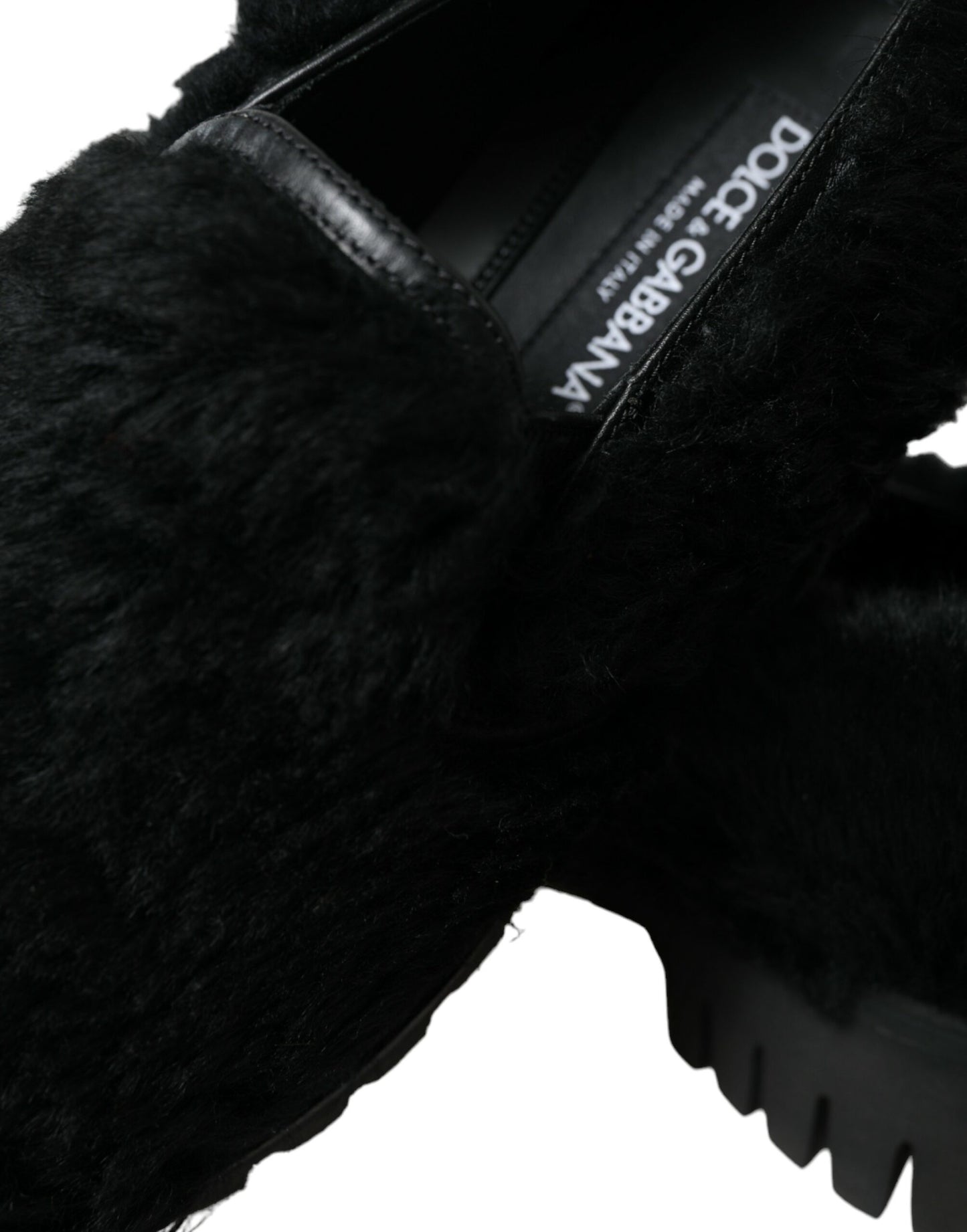 Dolce & Gabbana Elegant Black Fur Slippers for Men