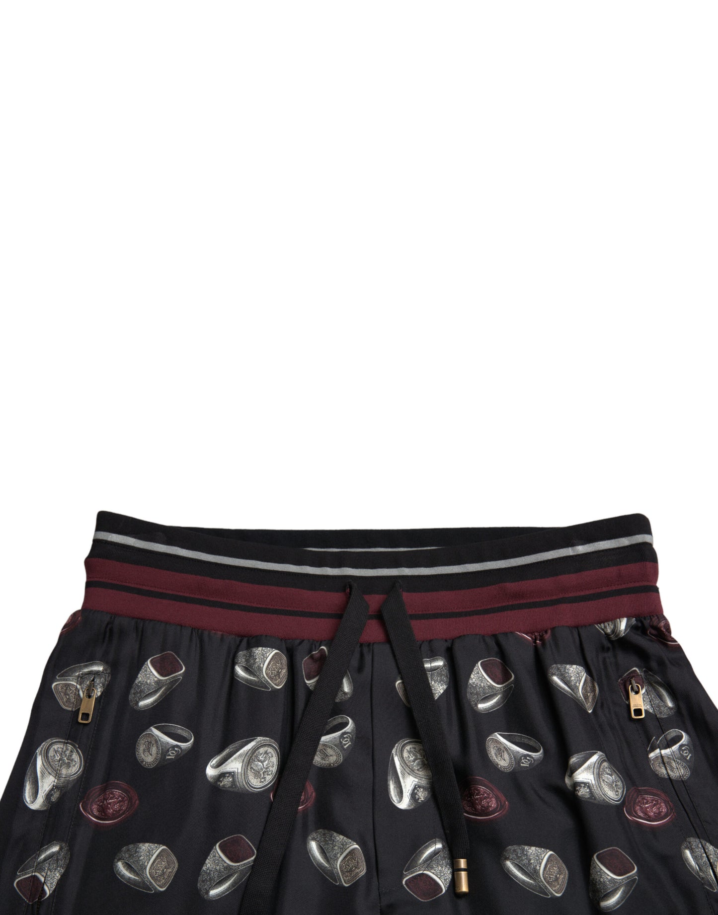 Dolce & Gabbana Elegant silk jogging pants with ring print