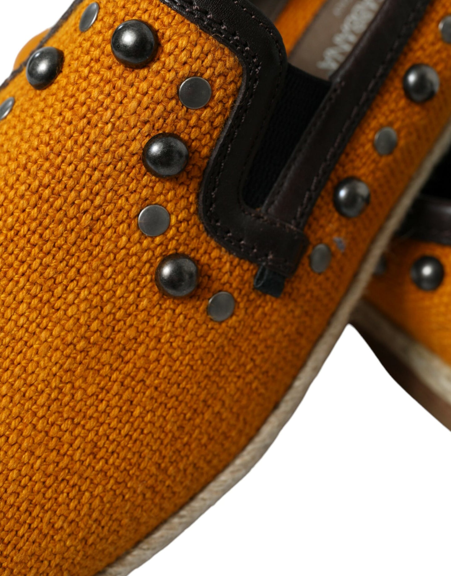 Dolce & Gabbana Exclusive orange canvas loafers with studs
