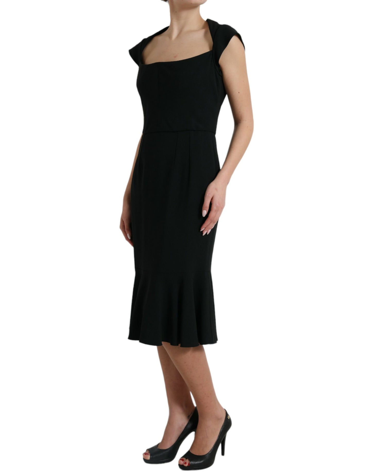 Dolce & Gabbana Elegant Black Stretch Cady Midi-mekko
