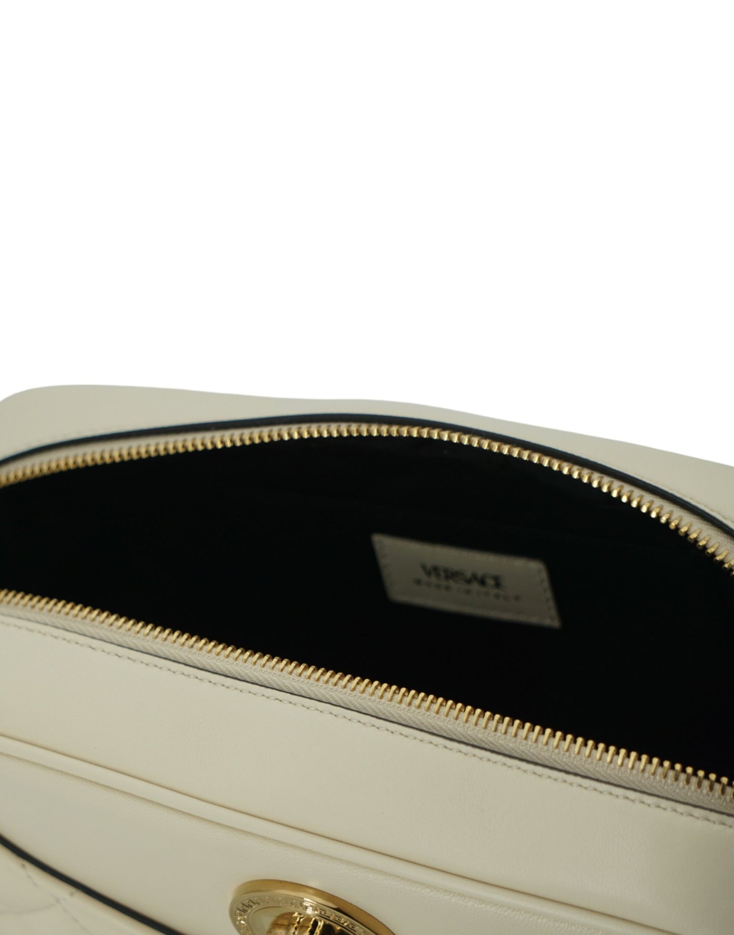 Versace Elegant Camera Shoulder Bag in White Leather