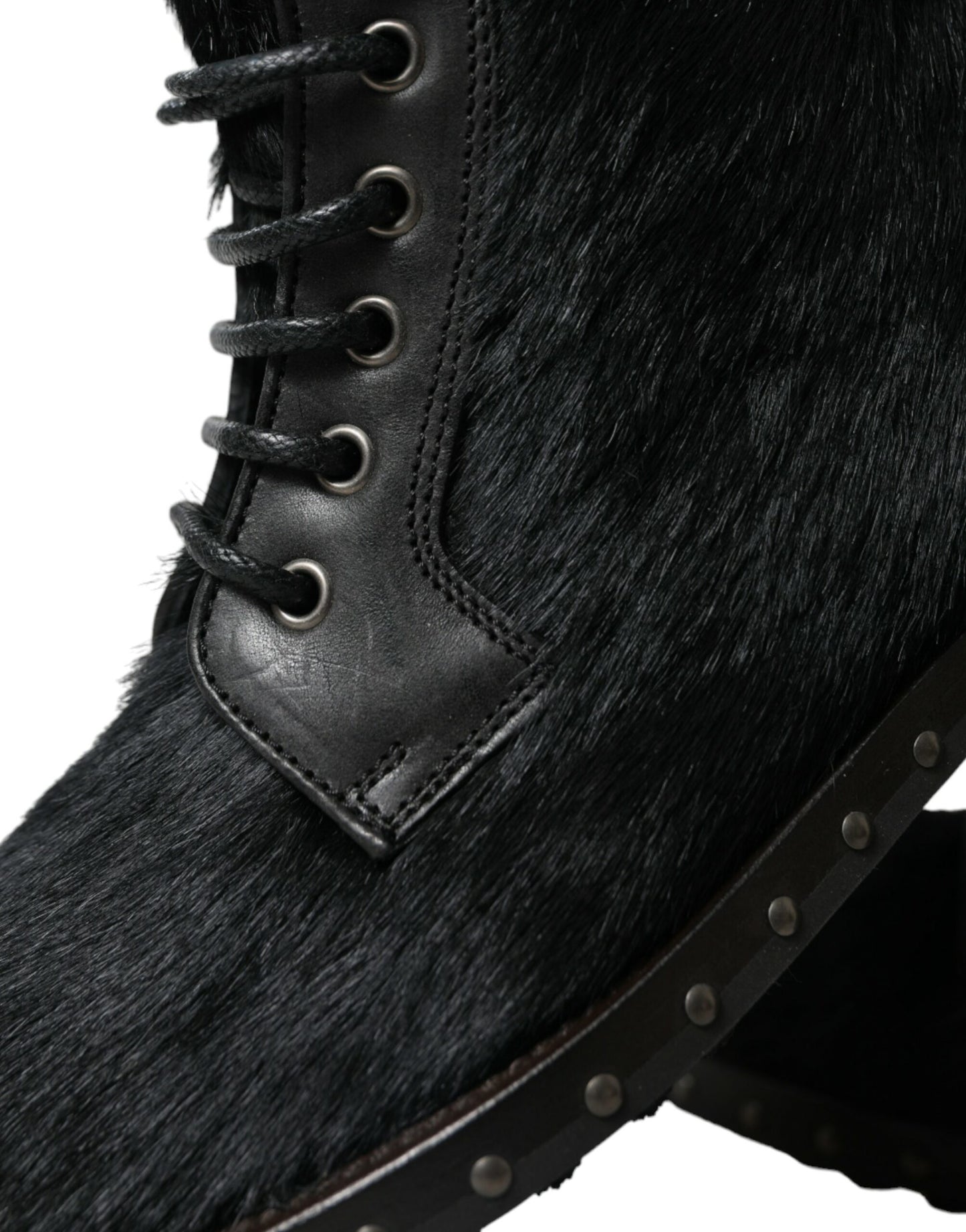 Dolce & Gabbana Elegant black calf leather lace-up boots