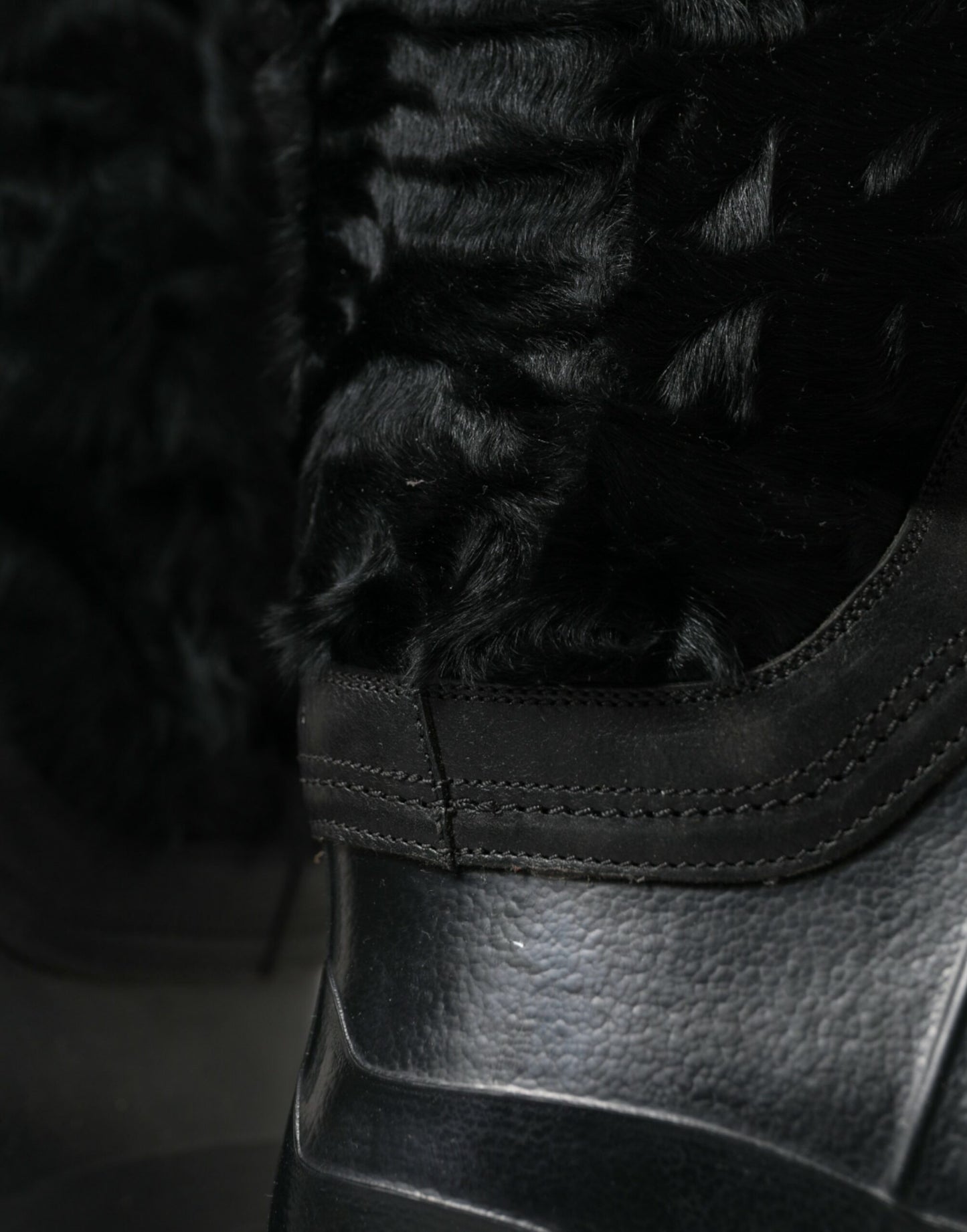 Dolce & Gabbana Smooth Black Shearling Mid Calf Boots