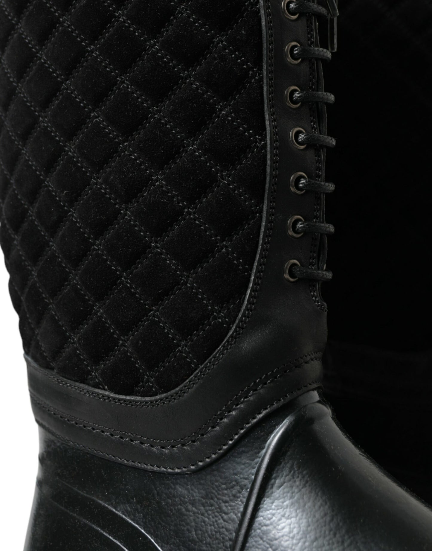 Dolce & Gabbana Elegant quilted rain boots with laces