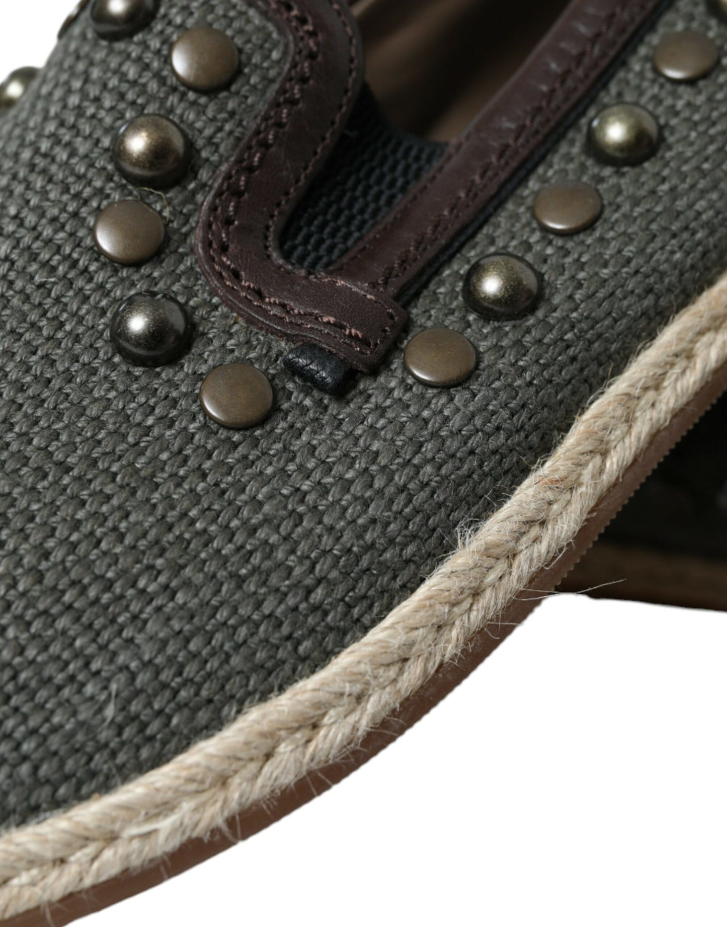 Dolce & Gabbana Studded Canvas Slipper Shoes