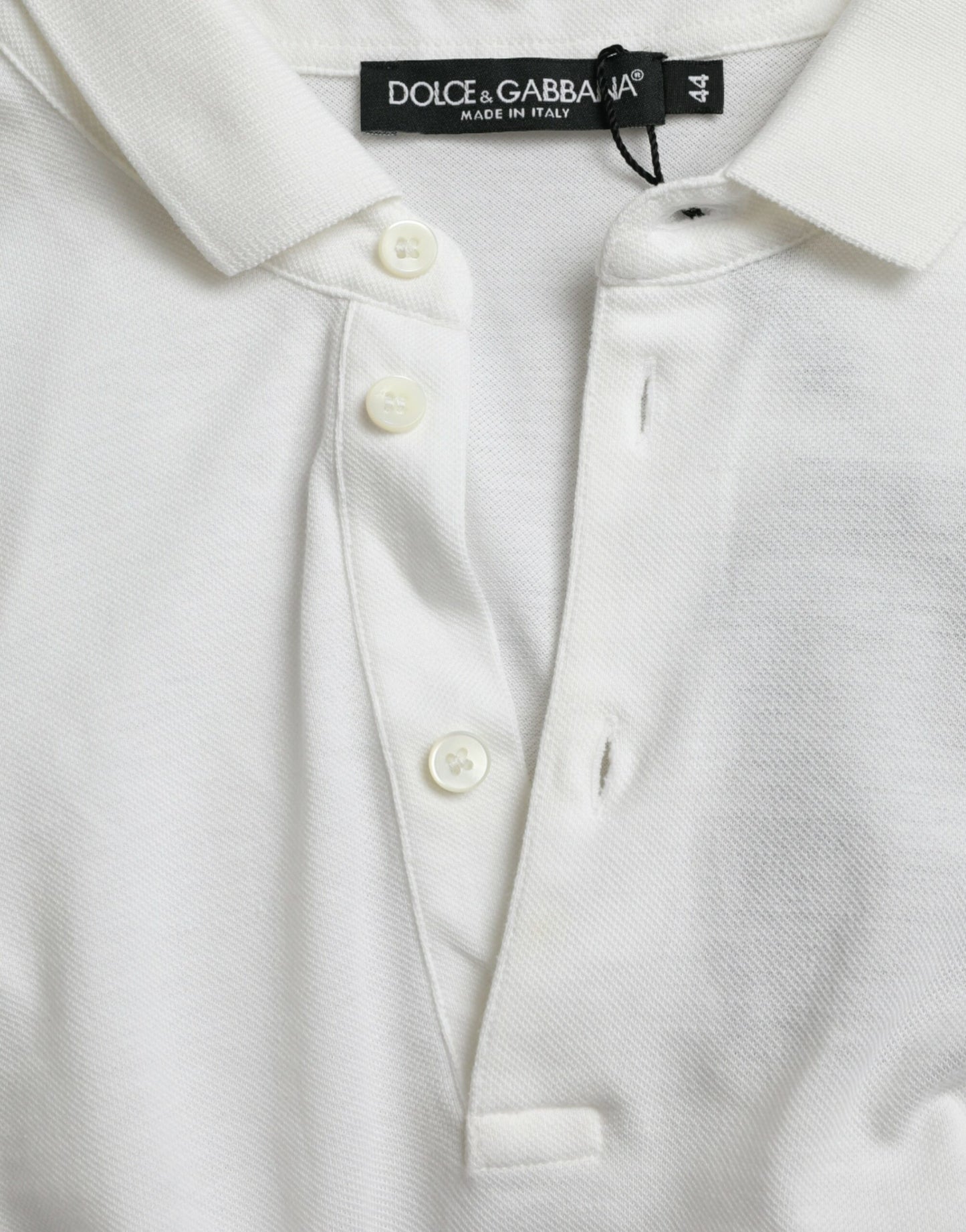 Dolce & Gabbana White Cotton Polo with Crown Embroidery