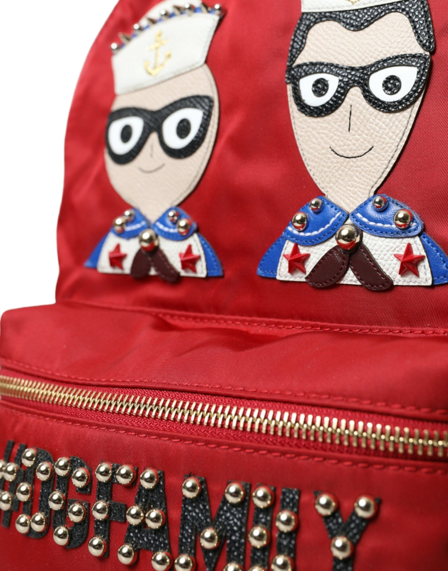 Dolce & Gabbana Embellished Red Backpack with Gold Trim