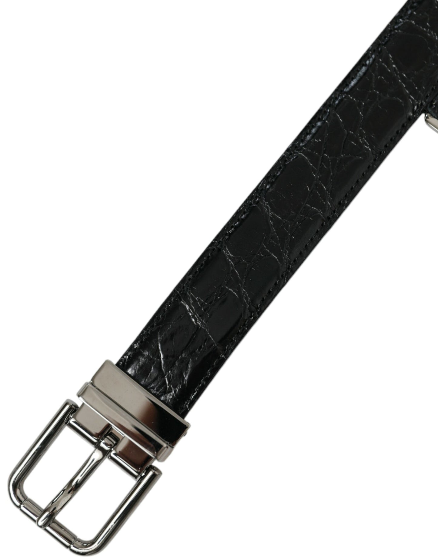 Dolce & Gabbana Elegant black leather belt with metal buckle