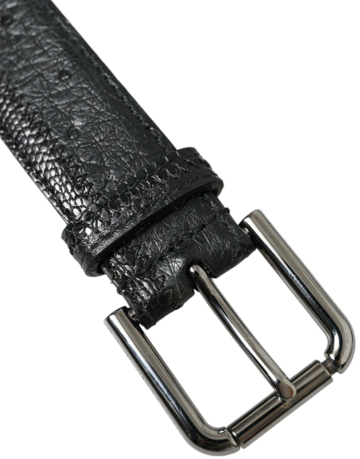 Dolce & Gabbana Elegant black leather belt with metal buckle