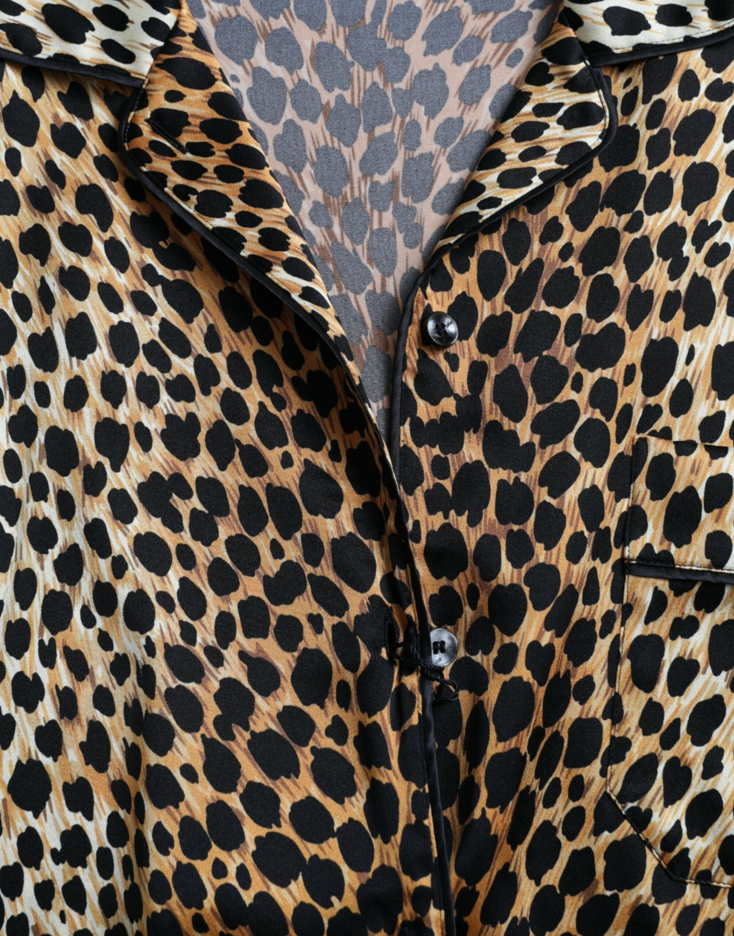 Dolce & Gabbana Elegant brown silk blouse with animal print