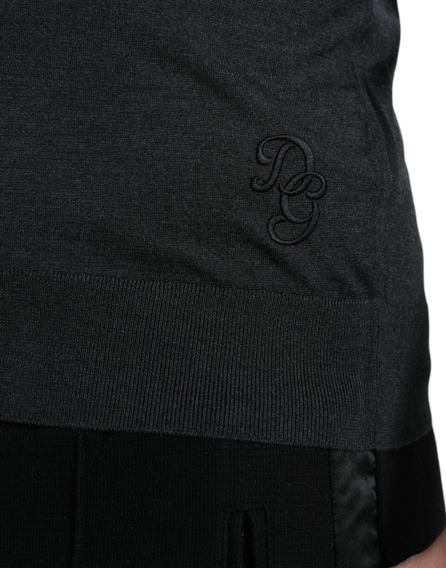 Dolce & Gabbana Elegant round neck silk T-shirt in dark grey