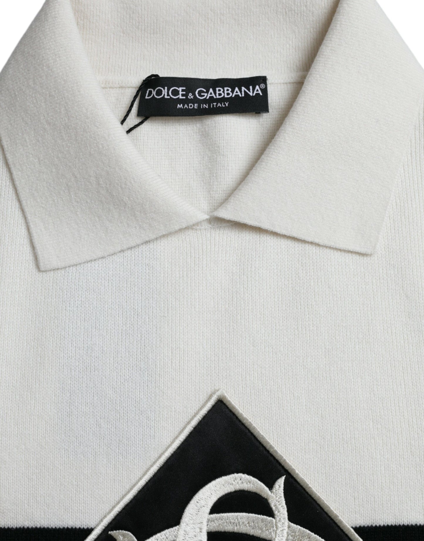 Dolce & Gabbana White DG Logo Henley Collar Shirt T-Shirt