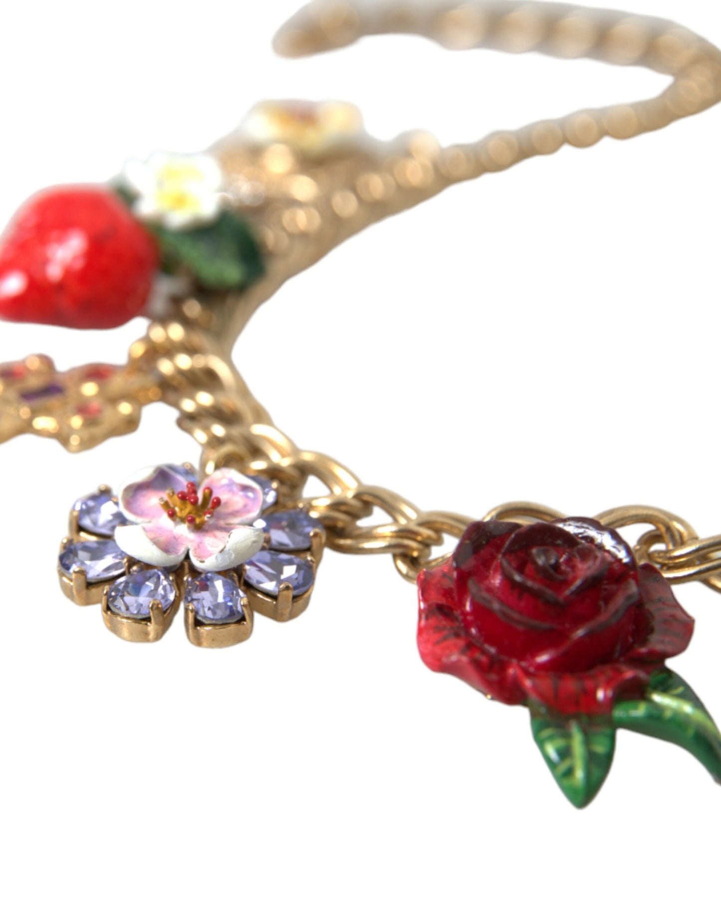 Dolce & Gabbana Gold Chain Rose Cross Strawberry Star riipus kaulakoru