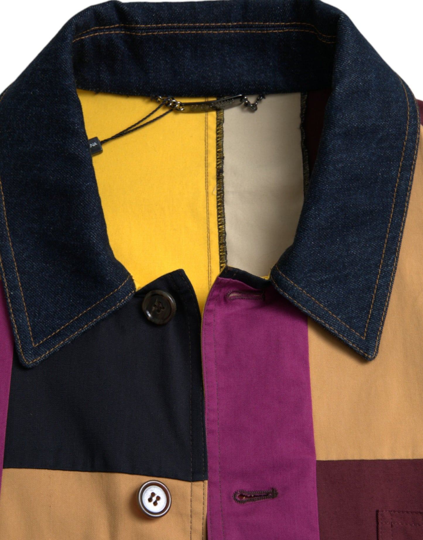Dolce & Gabbana Multicolor Patchwork Cotton Jacket with Collar