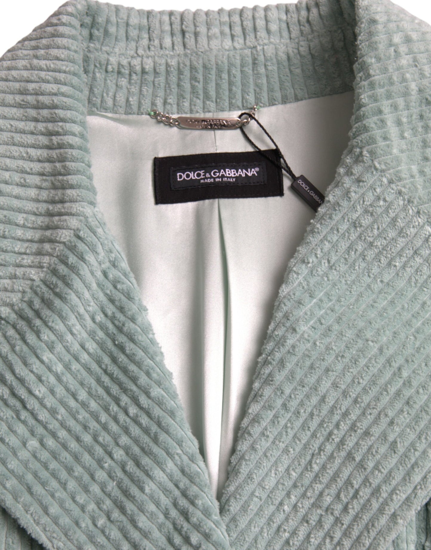 Dolce & Gabbana Blue cotton double-breasted corduroy jacket