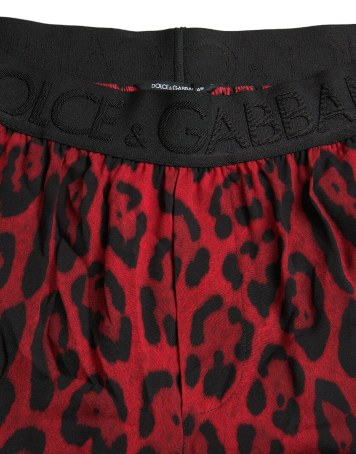 Dolce & Gabbana Red Bermuda shorts with leopard print in viscose