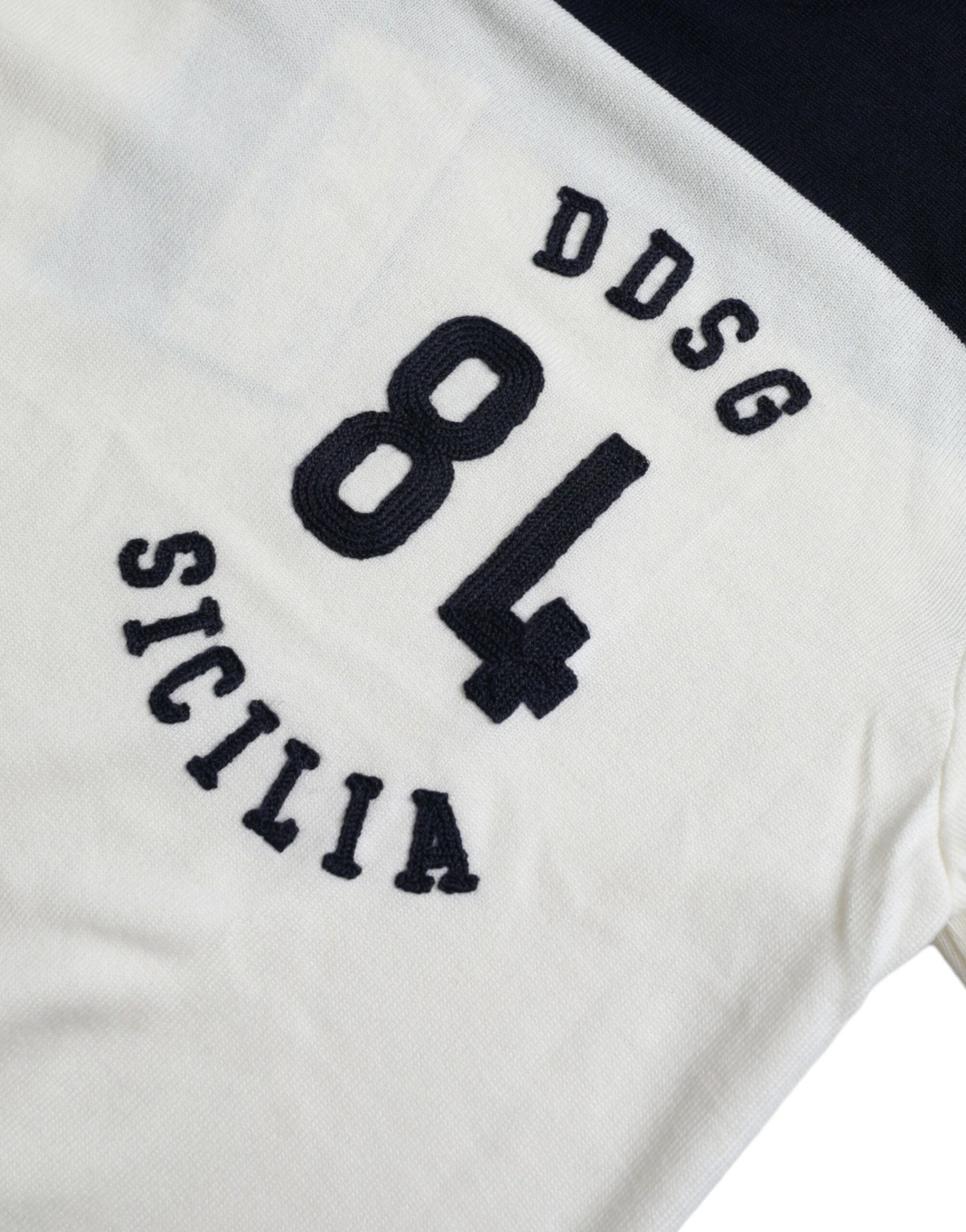 Dolce & Gabbana valkoinen musta SICILIA Henley Shirt -pusero