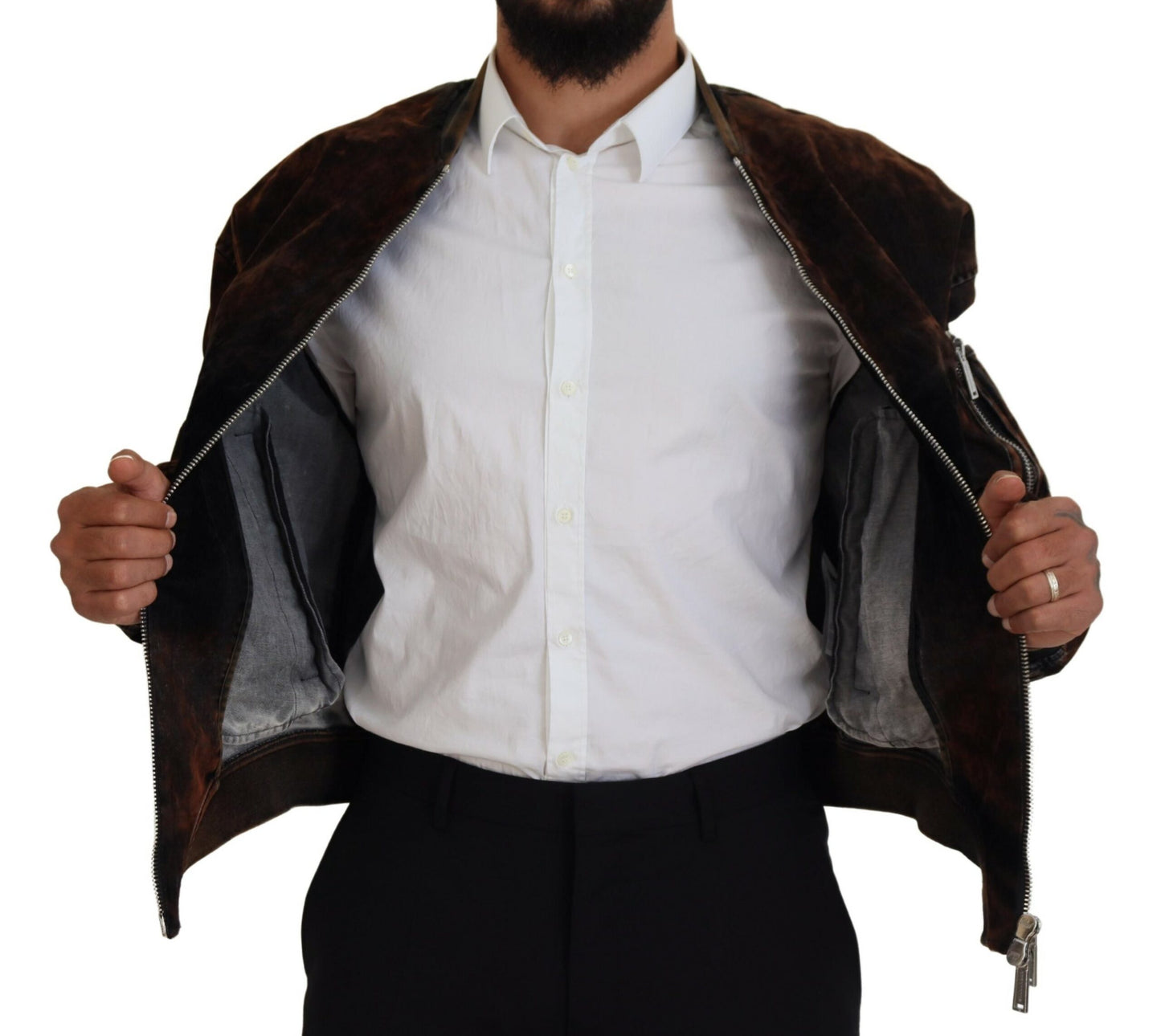 Dsquared² Brown Cotton Bomber Jacket with Zip Pocket Sleeve