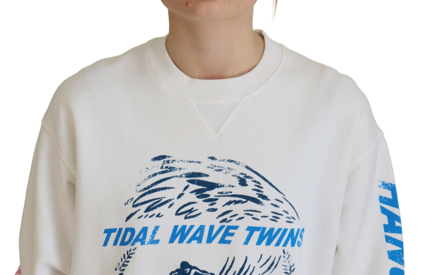 Dsquared² White Printed Cotton Long Sleeve Sweater for Women