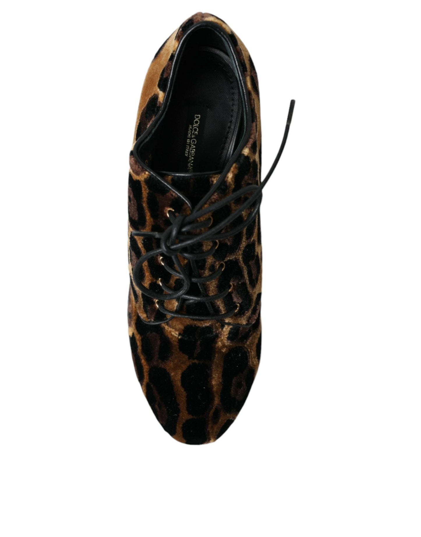 Dolce & Gabbana Brown Leopard Hair Lace Up Boots Shoes