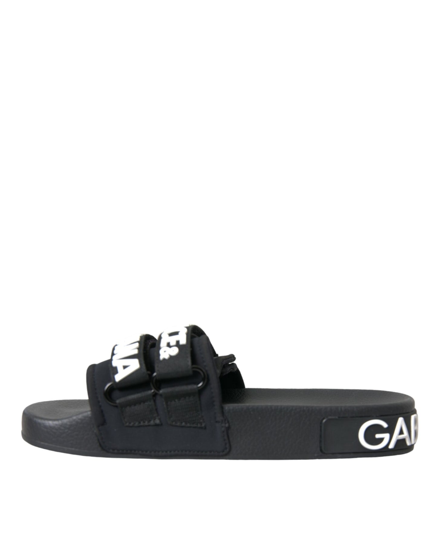 Dolce & Gabbana Black Neoprene Slides Flats Beachwear -kengät