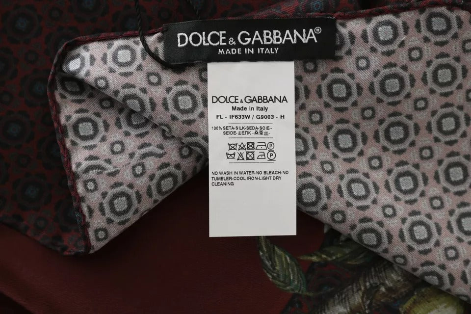 Dolce & Gabbana Bordeaux 100 % silkkikukkainen naisten huivi
