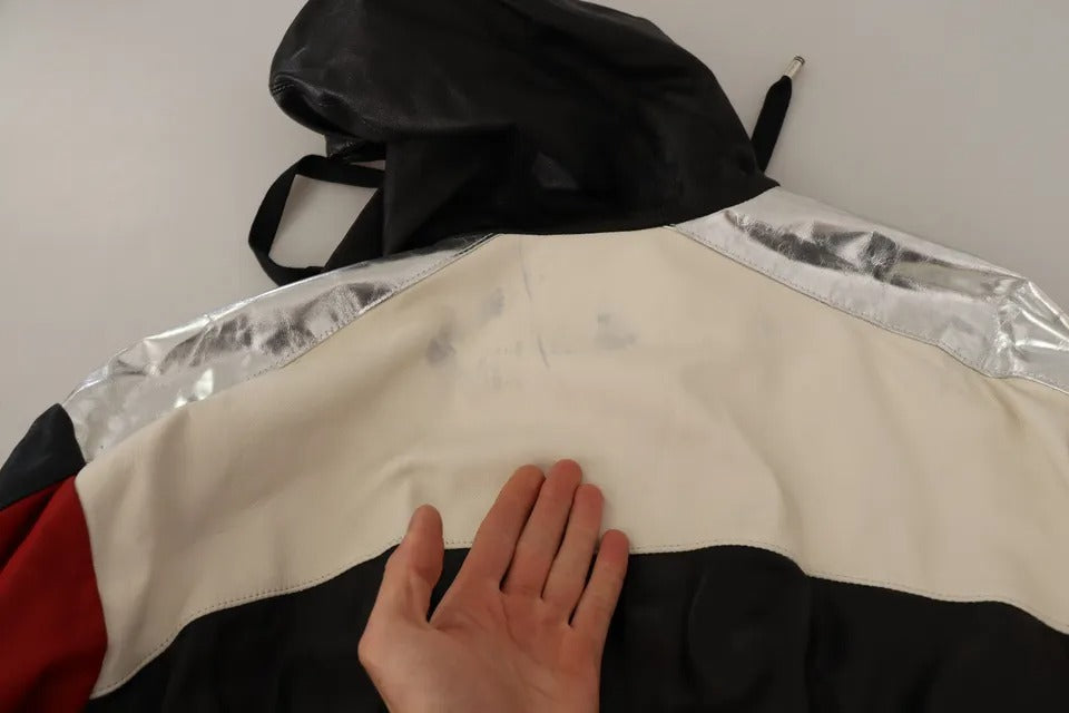 Dolce & Gabbana musta nahkainen blousontakki hupulla