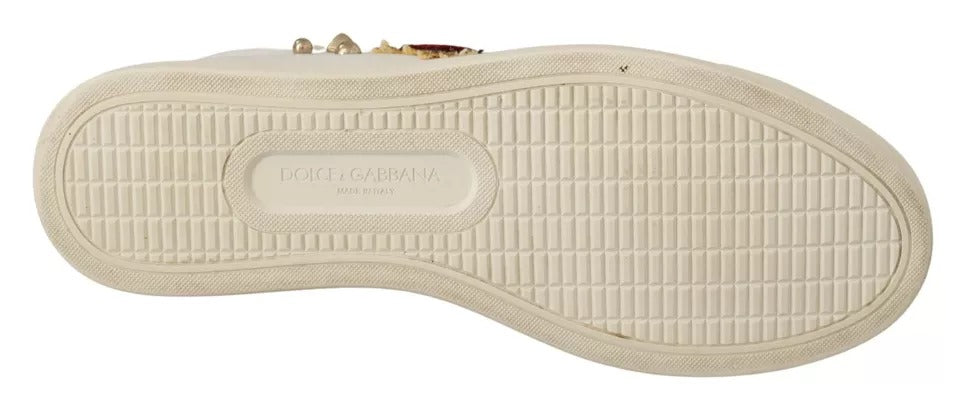 Dolce & Gabbana valkoiset nahkaiset kultaiset punaiset sydänlenkkarit